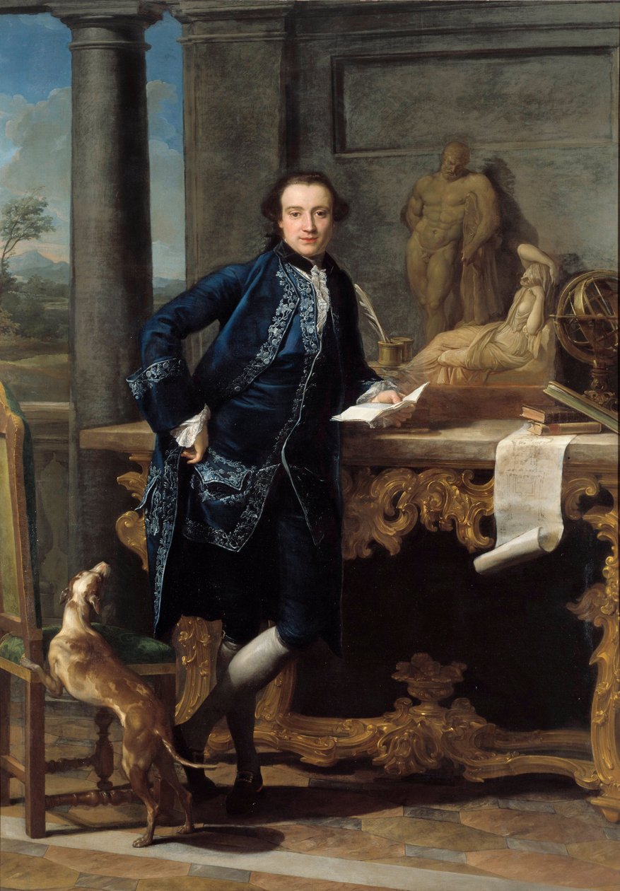 Muotokuva englantilaisesta intellektuellista Charles John Crowlesista (1738-1811) Pompeo Batonin (1708-1787) maalaus 1700-luvun su. 2,48x1,72 m tekijältä Pompeo Girolamo Batoni