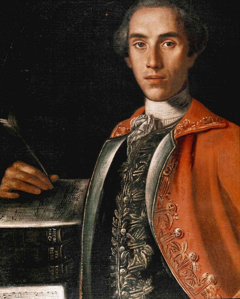 Italialaisen säveltäjän Leonardo Leon (1694-1744) muotokuva Pompeo Batonin (1708-1787) maalaus Napoli, San Pietro a Majella -konservatorio tekijältä Pompeo Girolamo Batoni