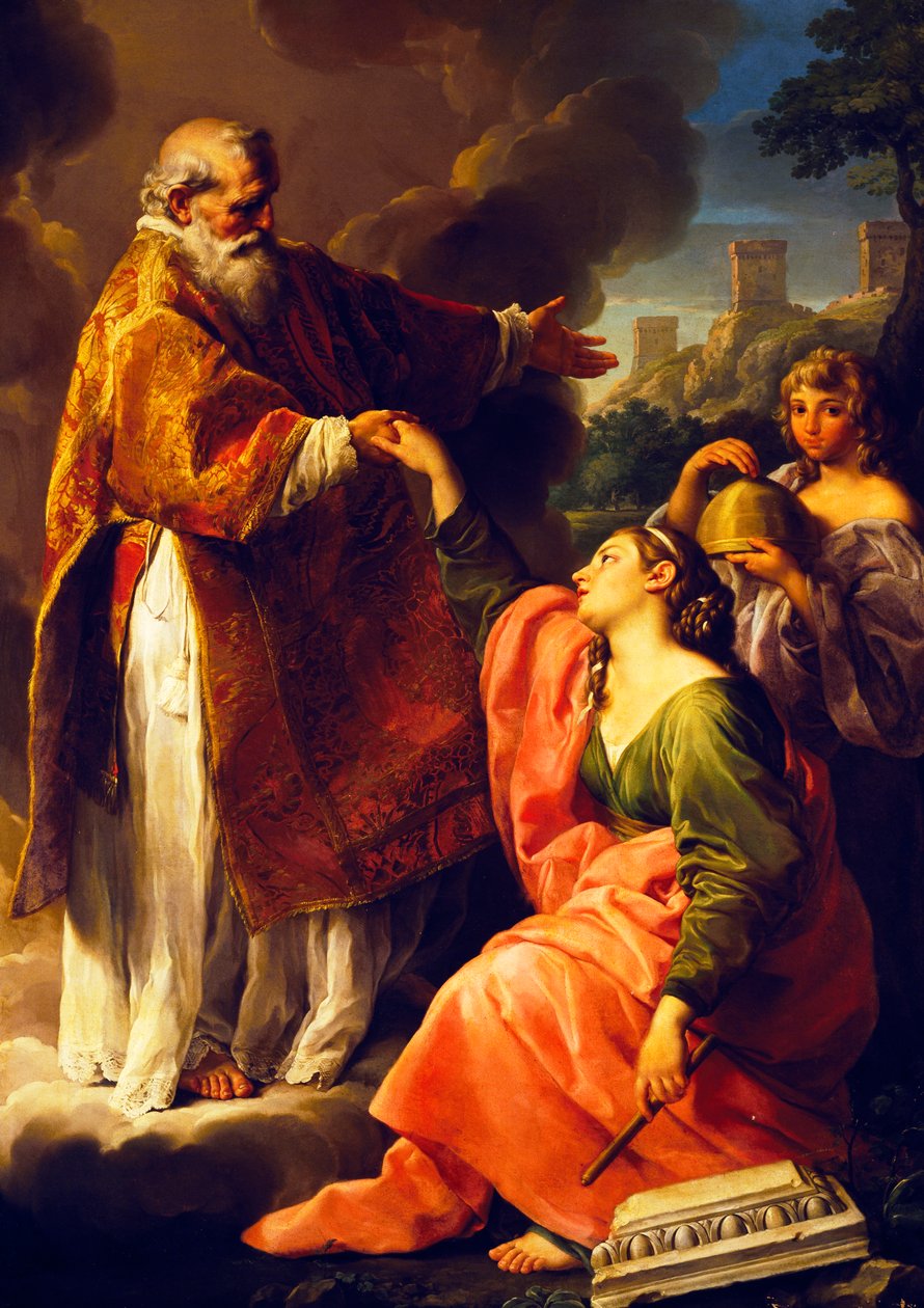 San Marino nostaa tasavallan, Pompeo Batoni (1708-1787), maalaus. tekijältä Pompeo Girolamo Batoni