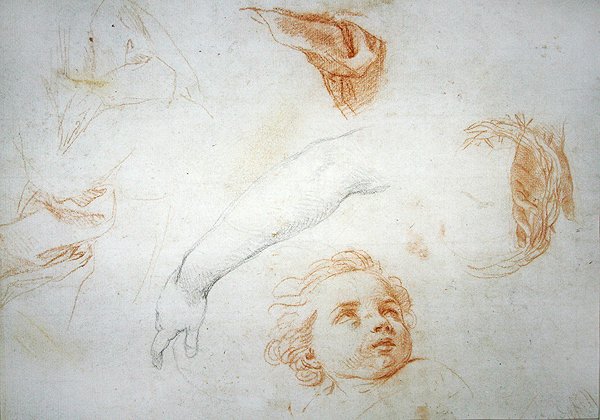 Tutkimuksia St. Catherine of Sienan ekstaasi (punainen ja musta liitu paperille) tekijältä Pompeo Girolamo Batoni