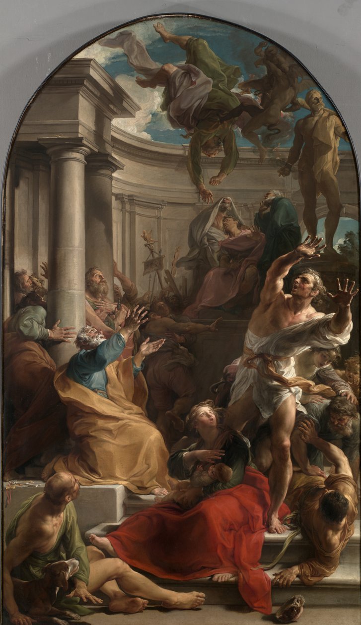 Simon Maguksen kukistuminen, n. 1745-1750 tekijältä Pompeo Girolamo Batoni