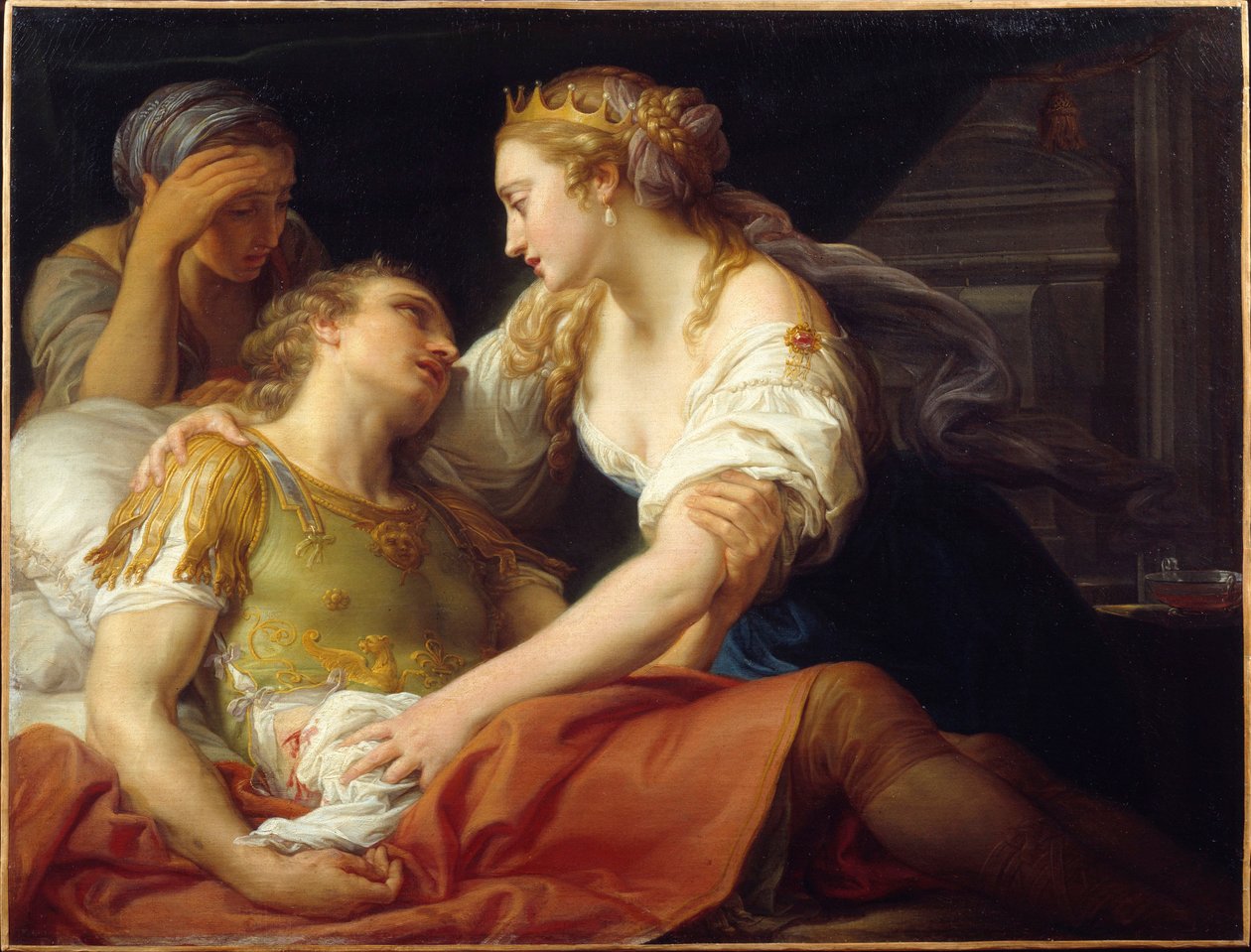 Roomalainen poliitikko ja kenraali Marc Antoine (Marcus Antonius) (83-30 eKr.) kuoli Kleopatren käsivarsissa. Pompeo Batonin (1708-1787) maalaus 1760 Brest, Kuvataidemuseo tekijältä Pompeo Girolamo Batoni
