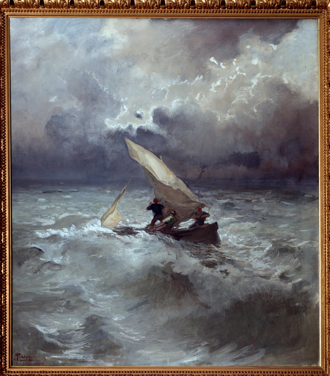 Tempete en mer (Myrsky merellä) Pompeo Marianin (1857-1927) maalaus 1898 Koko 145x135 cm Genes, Galleria d