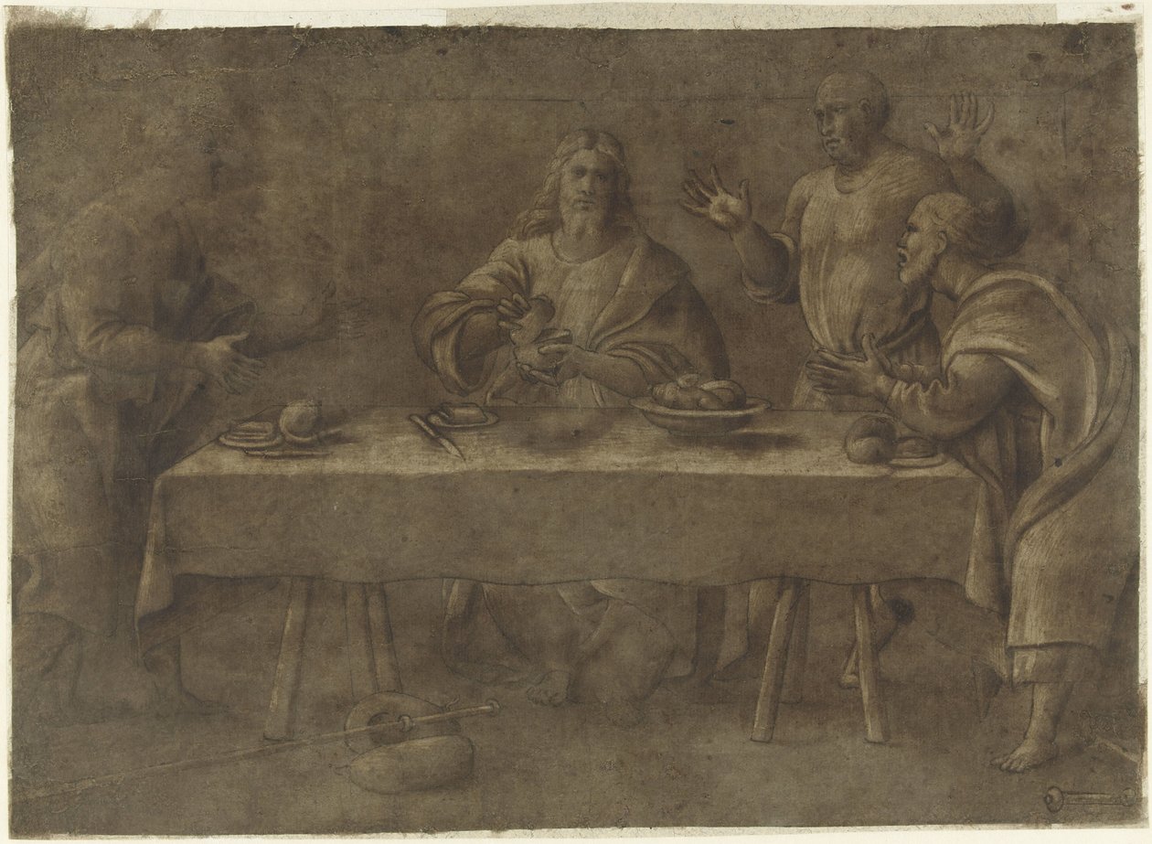 Ruokailu Emmauksessa tekijältä Pomponio Amalteo (attributed to)
