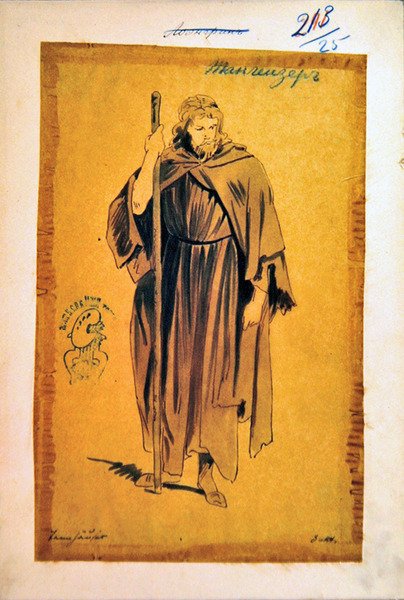 Pukusuunnittelu Richard Wagnerin (1813-83) Tannhauserin rooliin oopperassa Tannhauser tekijältä Ponomarev Ponomarev