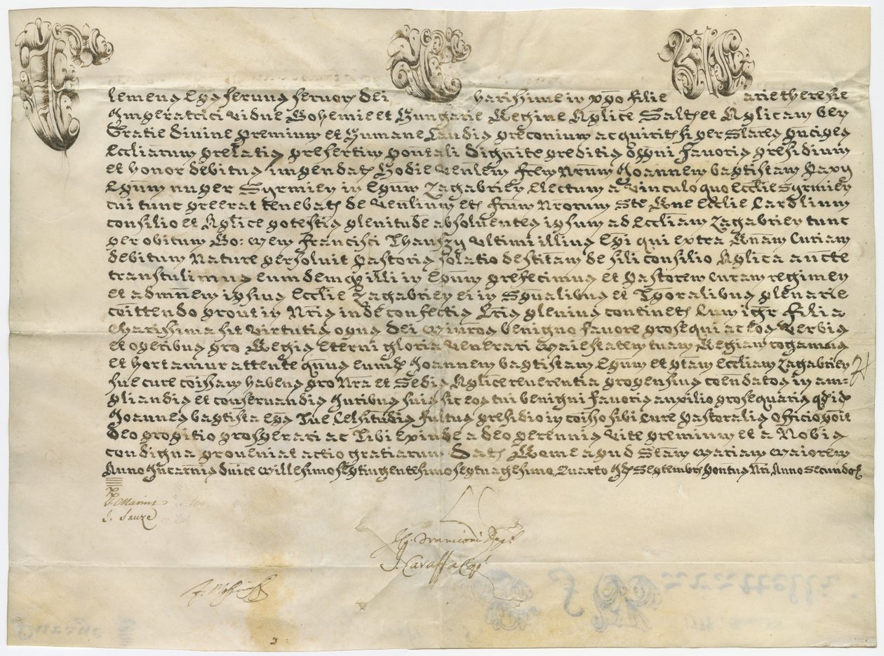 Paavi Klemens XIV: n apostolinen kirje keisarinna Maria Theresalle syyskuussa 1774 tekijältä Pope Clement XIV