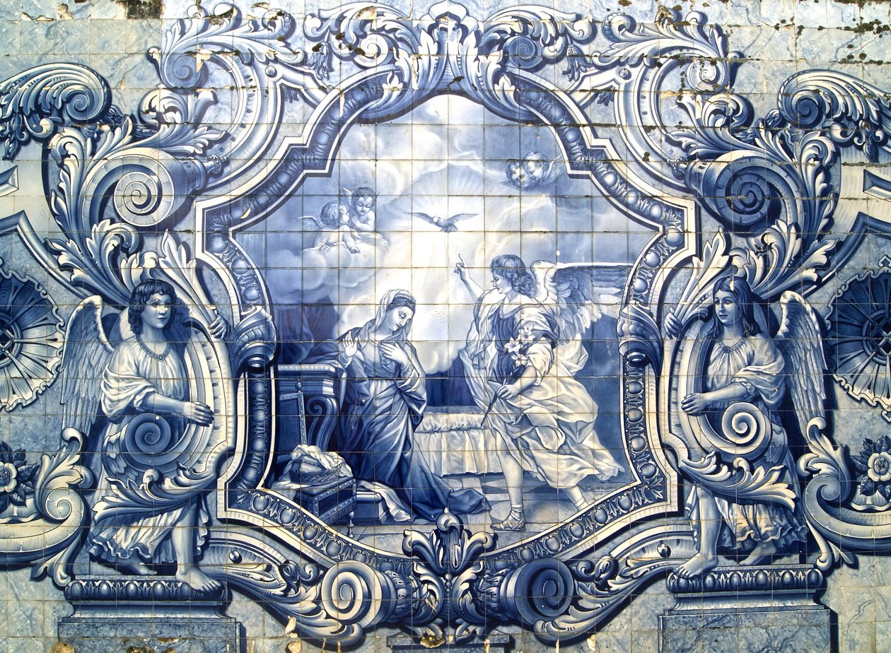 Koristeellinen paneeli, joka kuvaa Marian ilmestystä, Lamego, Portugali. 1738 (keraamiset laatat) tekijältä Portuguese School