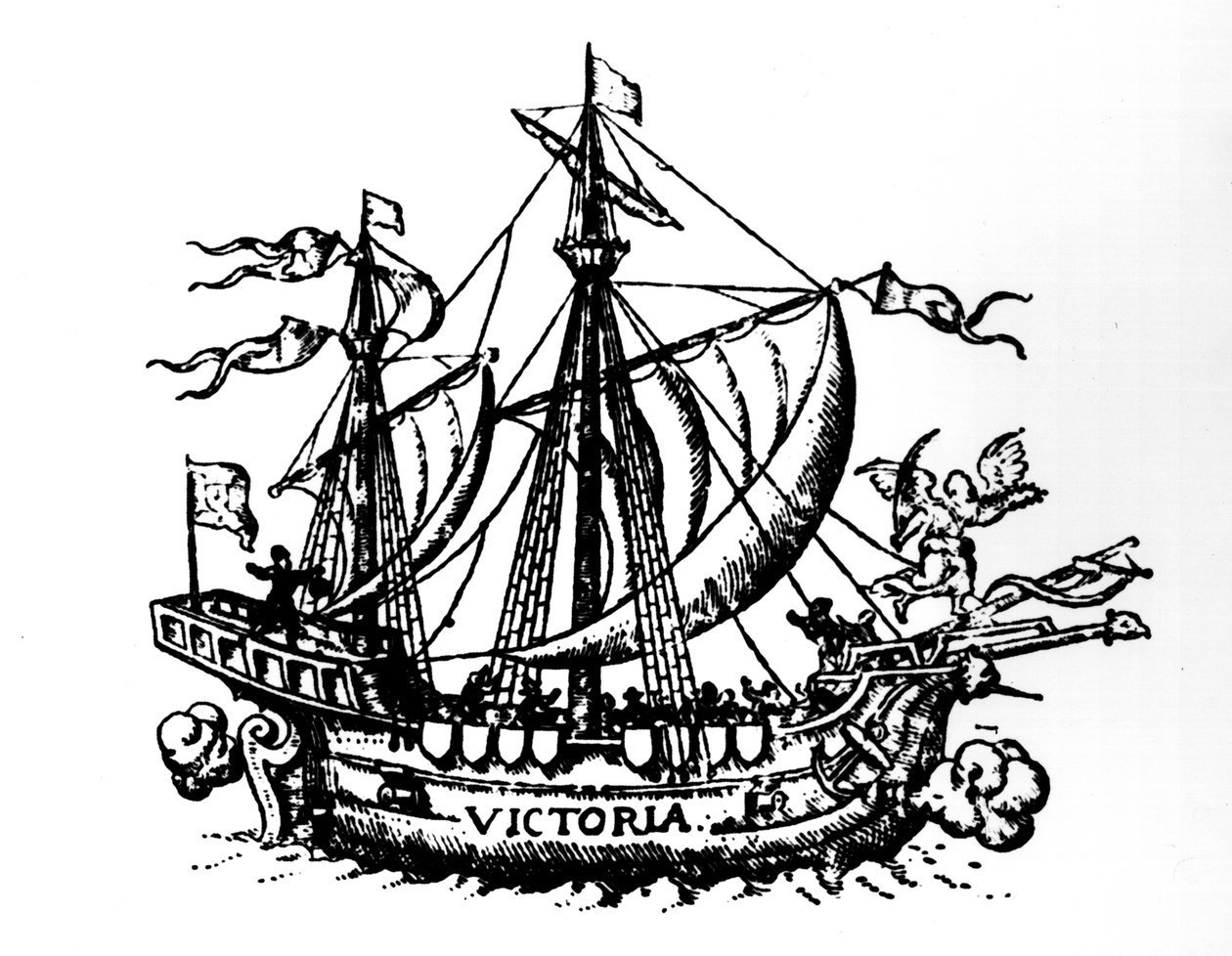 Ferdinand Magellanin vene "Victoria", ensimmäinen, joka kiersi maailman ympäri tekijältä Portuguese School