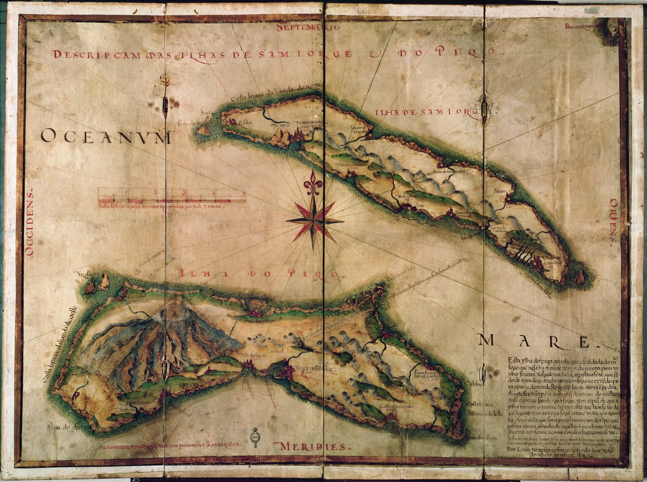 Azorien maantieteellinen kartta, 1587 tekijältä Portuguese School