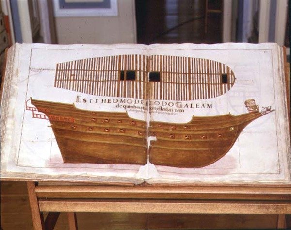 Galleonin suunnitelma, sivu 88 Carpinteron puusepäntyömalleista, 1616 tekijältä Portuguese School
