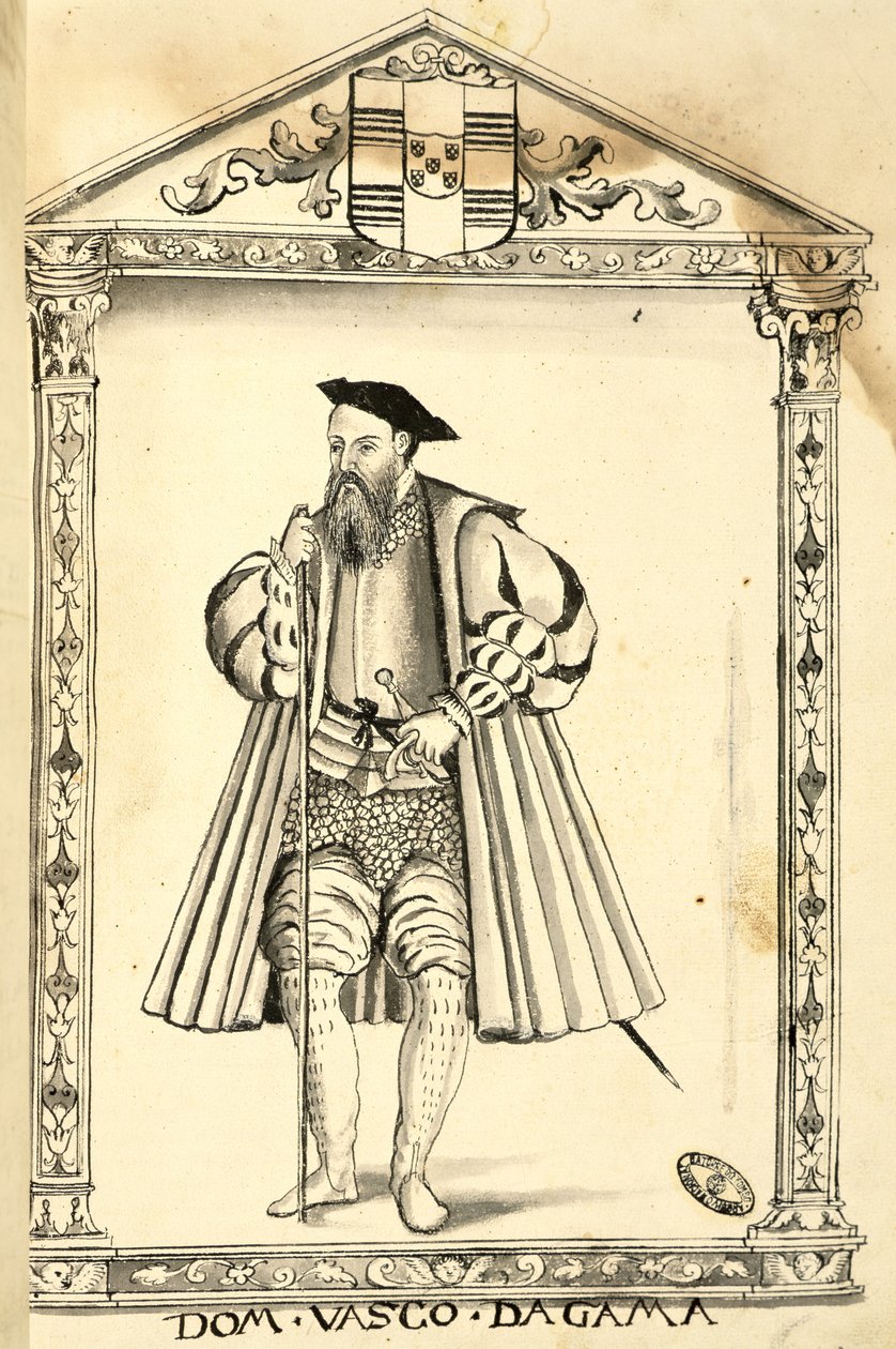 Vasco da Gama (n. 1469-1525) Gaspar Correian teoksesta Lendas da India, 1520 tekijältä Portuguese School