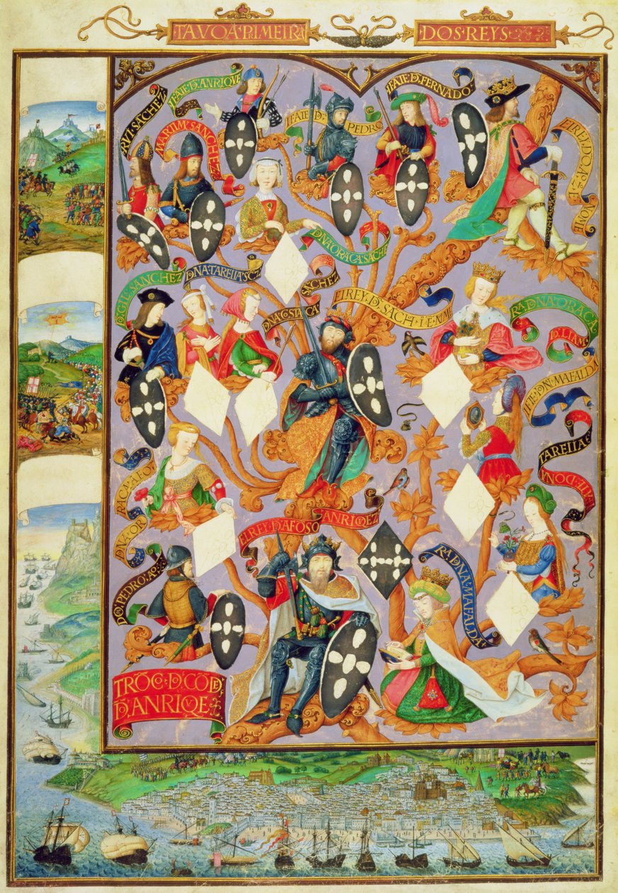 Lisää Ms 12531 f.7 Alfonso I:n sukupuu (1128-85) tekijältä Portuguese School