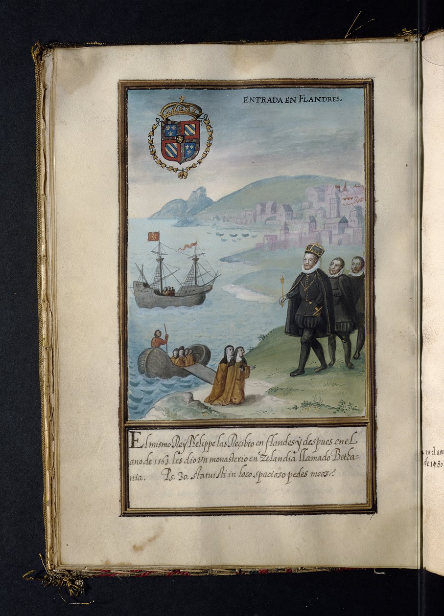Saapuminen Flanderiin Syonin nunnien muuttohistoriasta, joka on koottu Lissabonissa 1600-luvun alussa tekijältä Portuguese School
