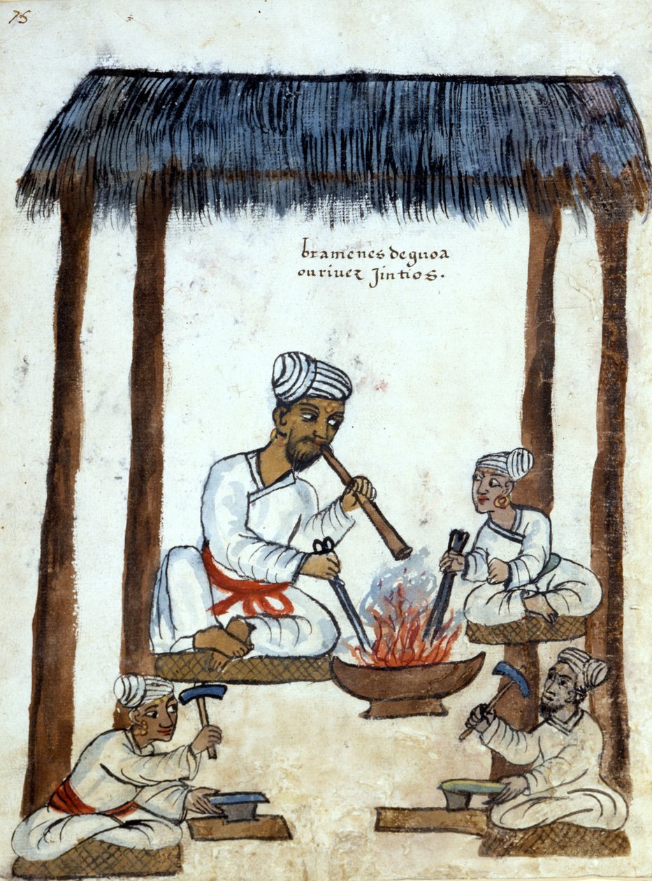 Brahman-sepät (hinduuskonto). 1500-luvun portugalilainen käsikirjoitus. Rooman Raamattu. casanatense tekijältä Portuguese School