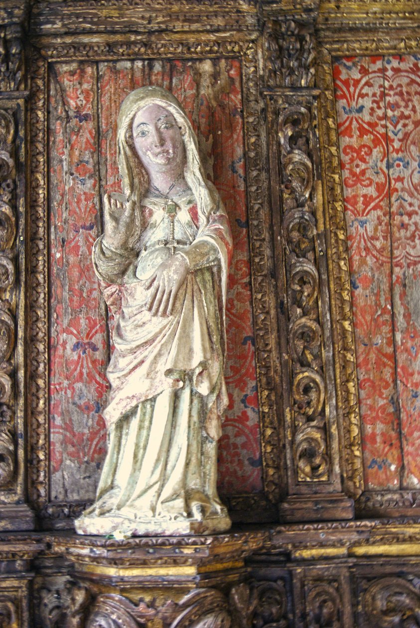 Veistetty Raskaana olevan Neitsyt Marian patsas, Lamego, Portugali n. 1562 (maalattu puu) tekijältä Portuguese School
