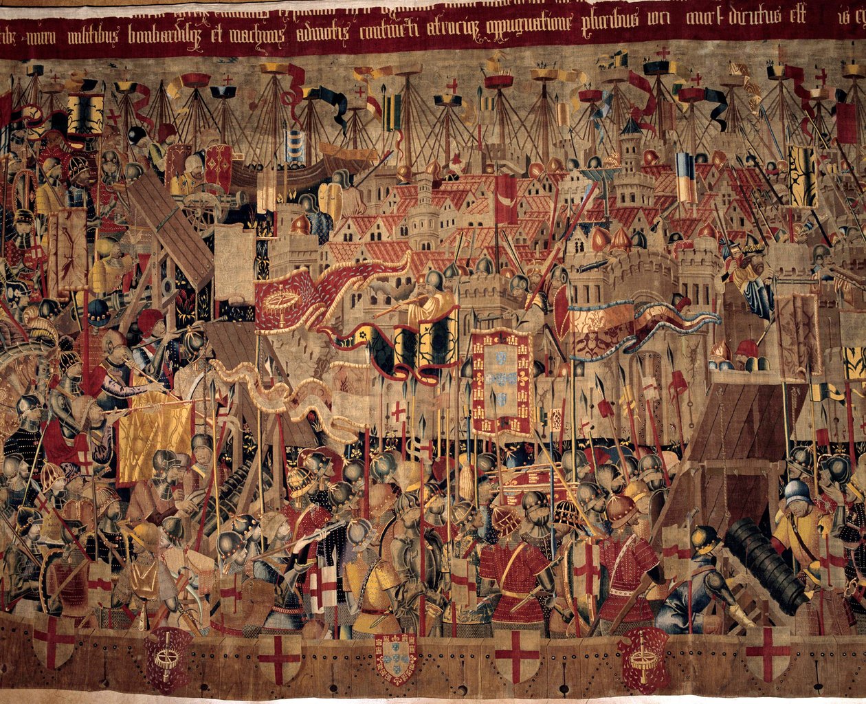 Afrikan valloitus: "" Portugalin laivaston Asilahin (Arzilan) vangitseminen Marokossa vuonna 1471"" Fragmentti 1500-luvun portugalilaisen koulukunnan kuvakudossta. Lissabon, kansallinen muinaisen taiteen museo tekijältä Portuguese School