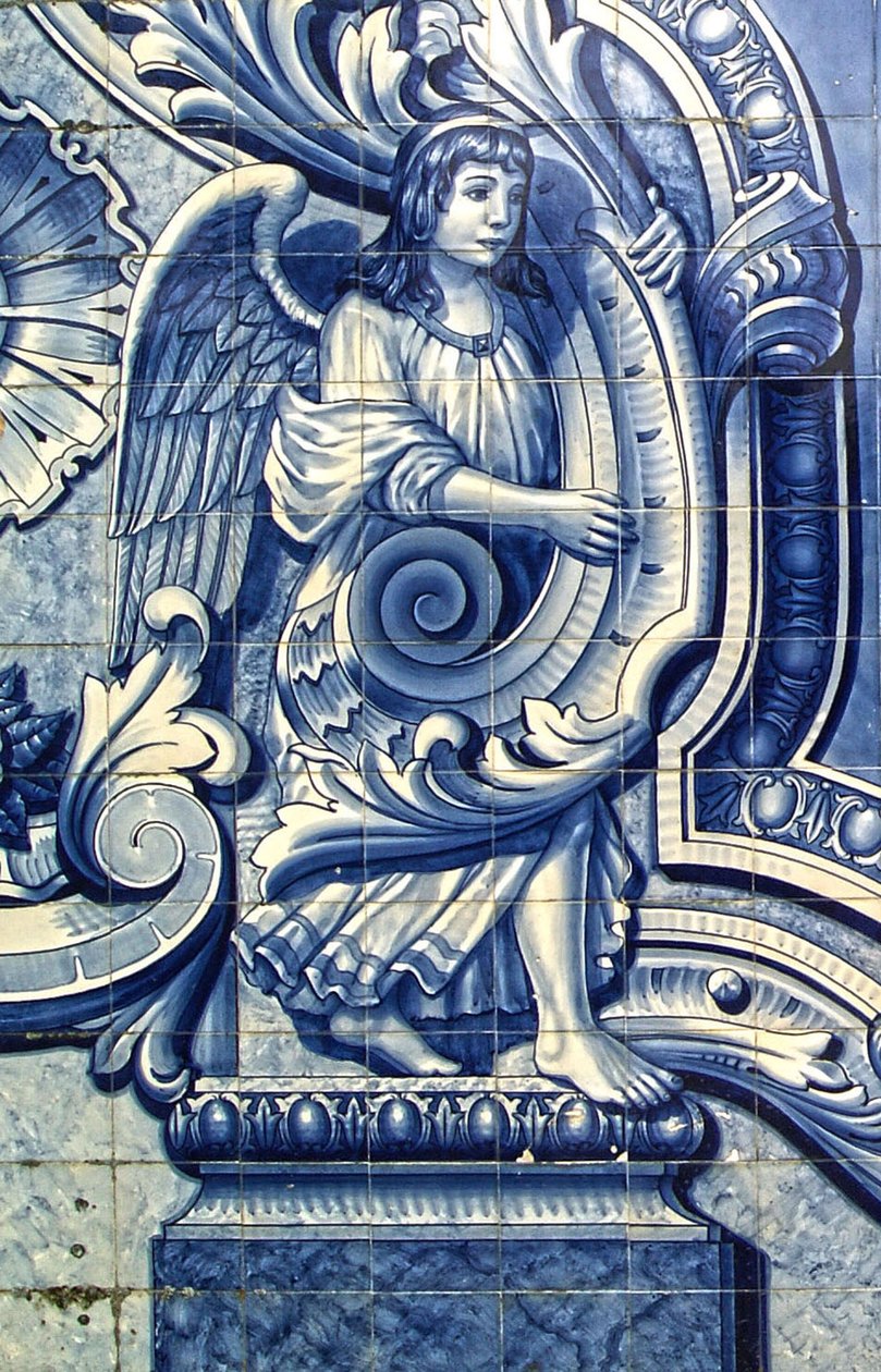 Koristeellinen paneeli, joka kuvaa enkeliä, Lamego, Portugali. 1738 (keraamiset laatat) tekijältä Portuguese School