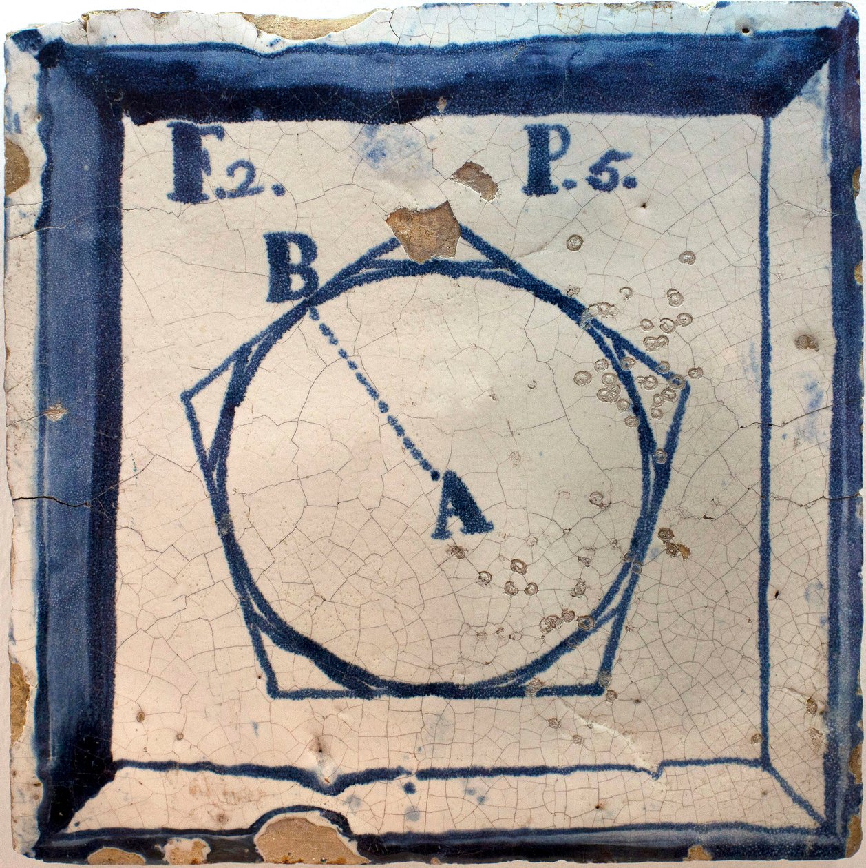 Viisikulmion geometrinen kaava, tinalasitettu keramiikka, Lissabon 1700-luvun jälkipuolisko - Musee national des azulejos, Lissabon (Portugali) tekijältä Portuguese School