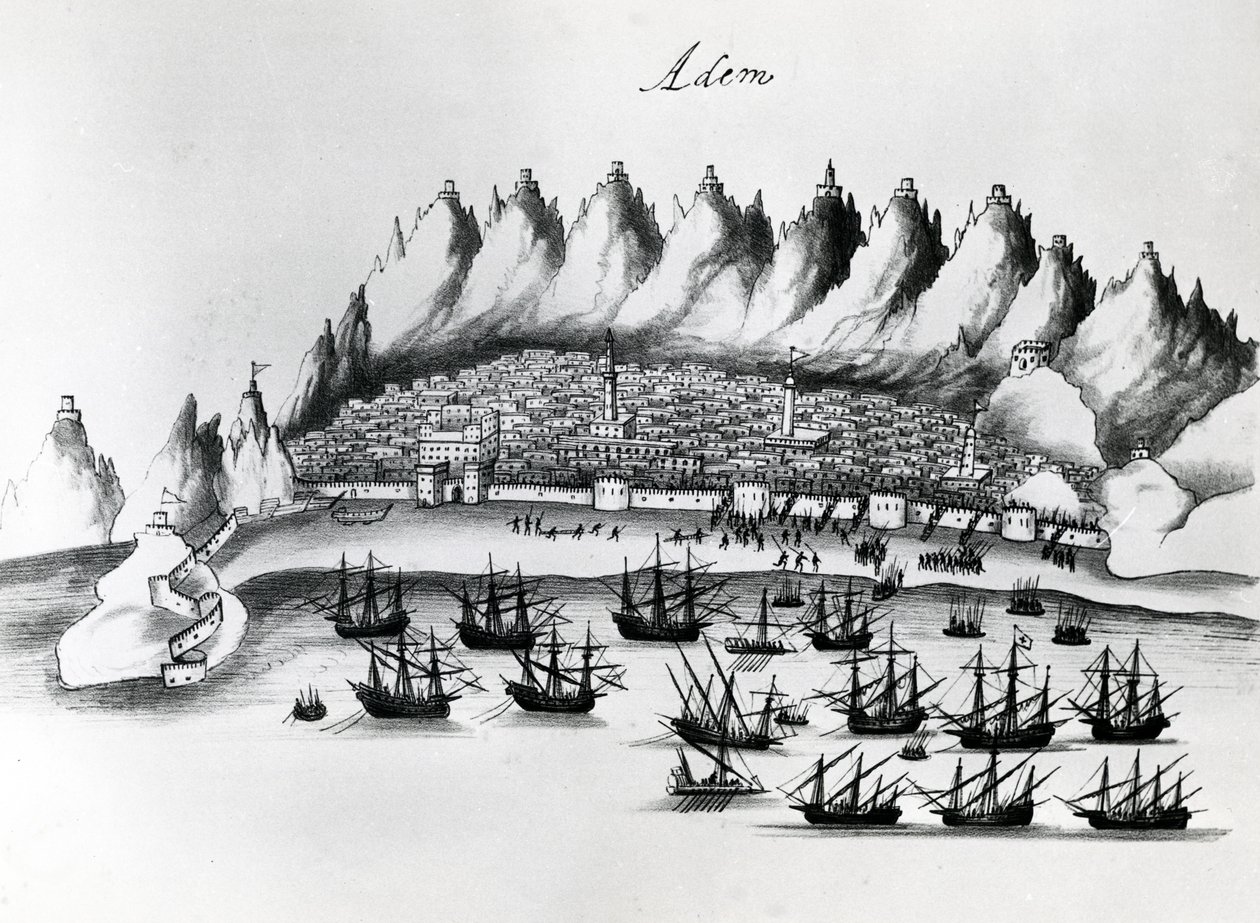 Portugalin hyökkäys Adeniin, Gaspar Correian kuva Legends of Indiasta, n. 1858 tekijältä Portuguese School