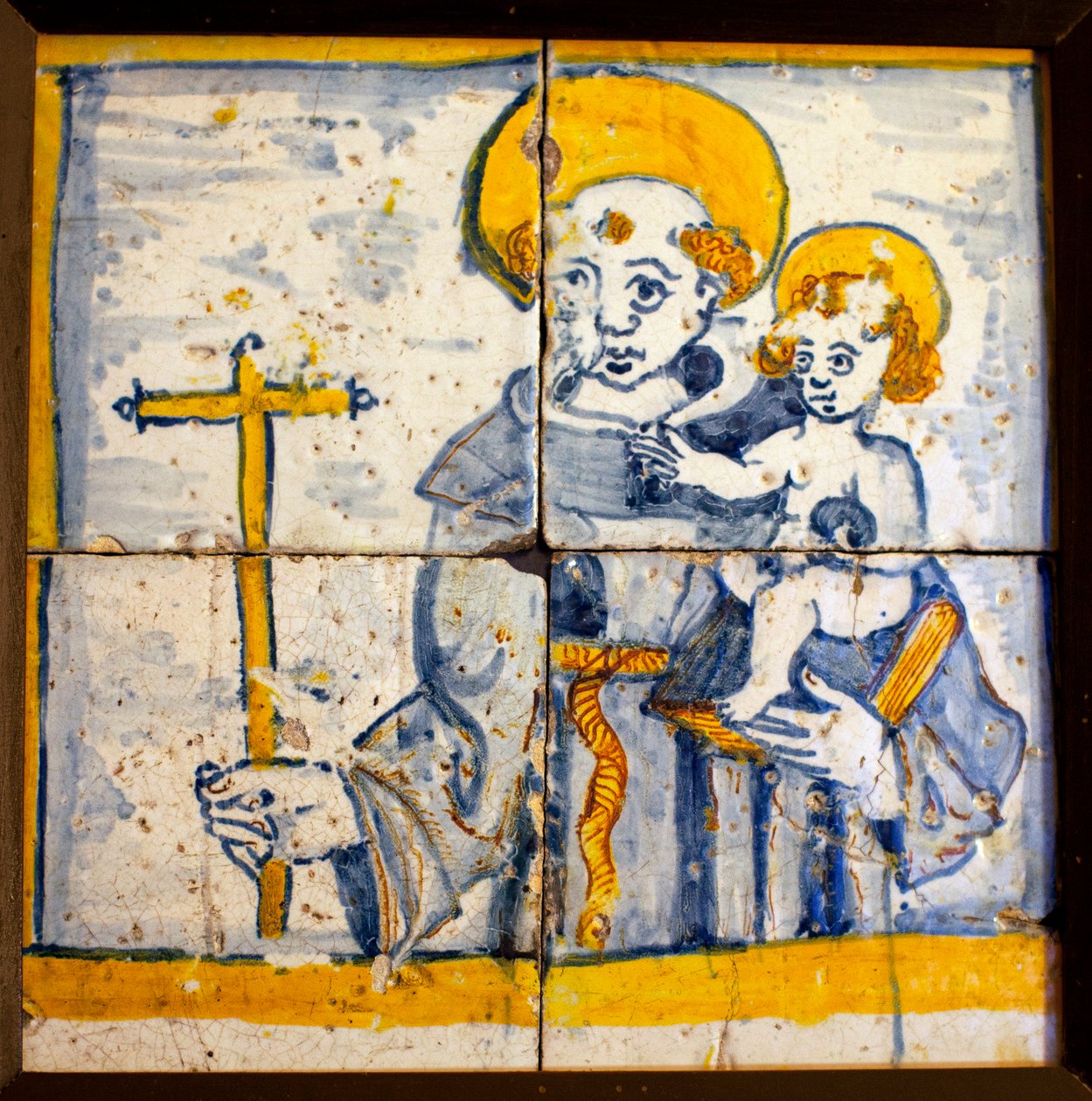 Pyhä Antonius Lissabonilainen (Saint Anthony of Lissabon, lasitettu keramiikka tekijältä Portuguese School