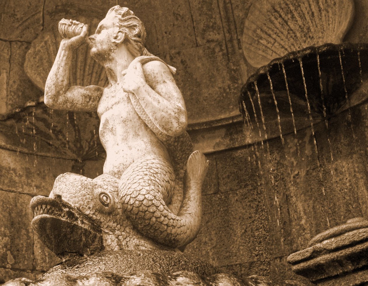 Triton Fountain, Sanctuary of Our Lady of Remedies, Lamego, Portugali 1738 (kivi) tekijältä Portuguese School