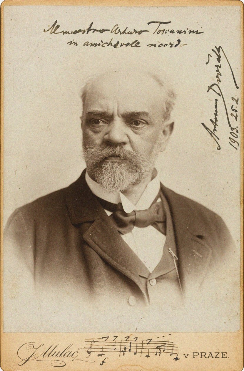 Säveltäjä Antonin Dvorakin muotokuva 1841-1904 n. 1900. tekijältä Prague . Photo studio J. Mulac