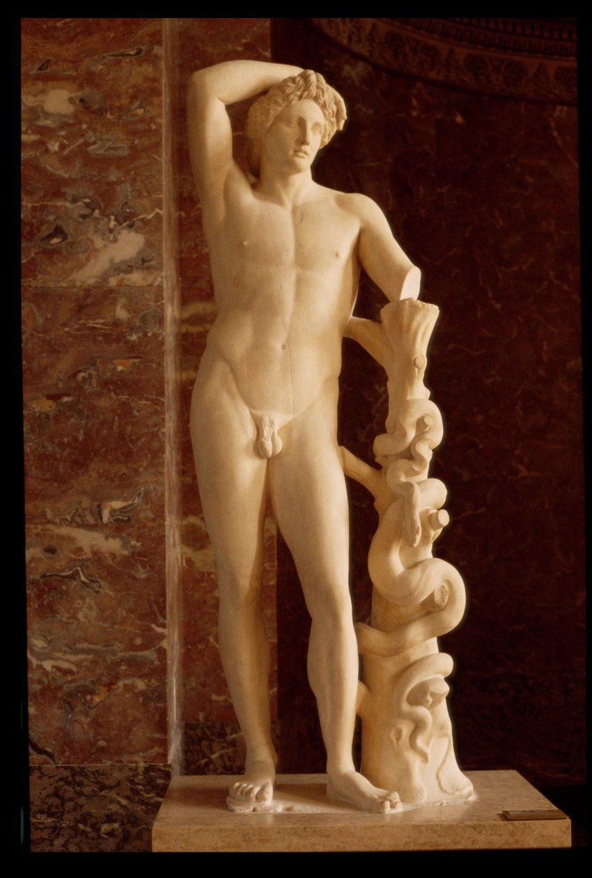Apollo Lycien, kopio kreikkalaisesta alkuperäiskappaleesta, n. 3o0 eKr. (marmori). tekijältä Praxiteles