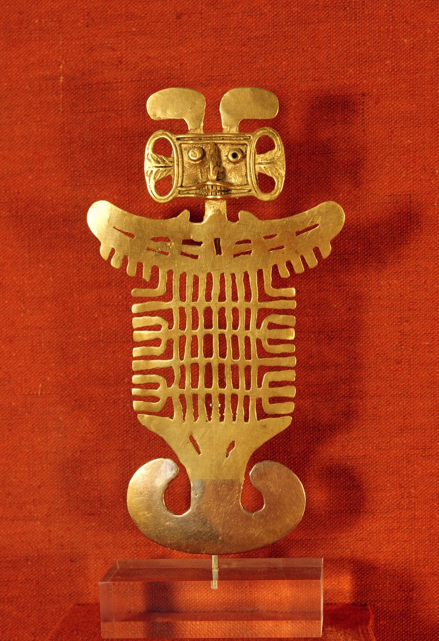Tolima-koriste ihmispäisen linnun muodossa, Kolumbiasta (kulta) tekijältä Pre Columbian