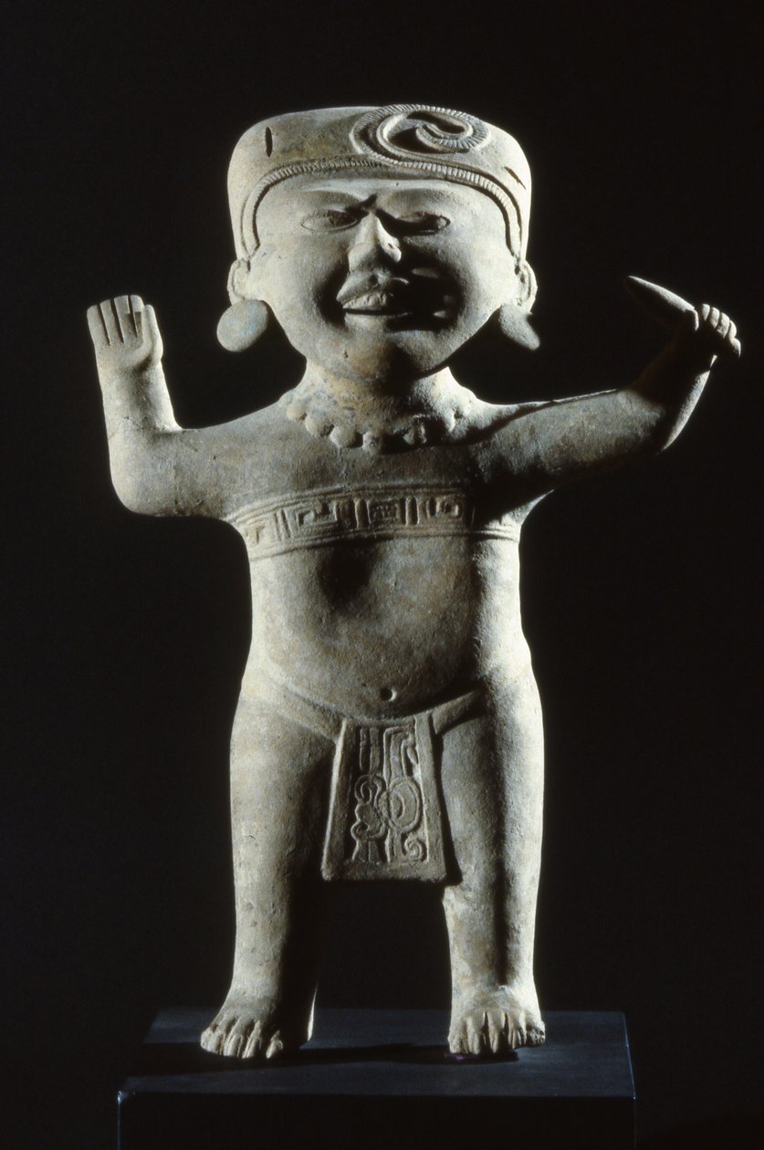 Totonac-patsas, jossa hymyilevät kasvot, Veracruzin osavaltiosta, myöhäisklassinen kausi. tekijältä Pre Columbian
