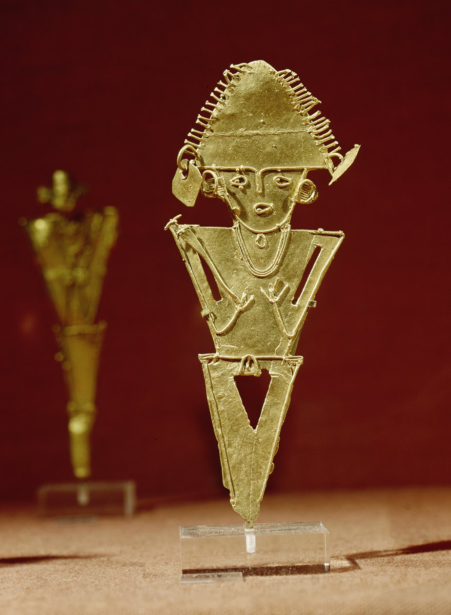 Antropomorfinen soturihahmo, Tabio, Cundinamarca, Muisca Culture, 1100-1500 (kulta) tekijältä Pre Columbian