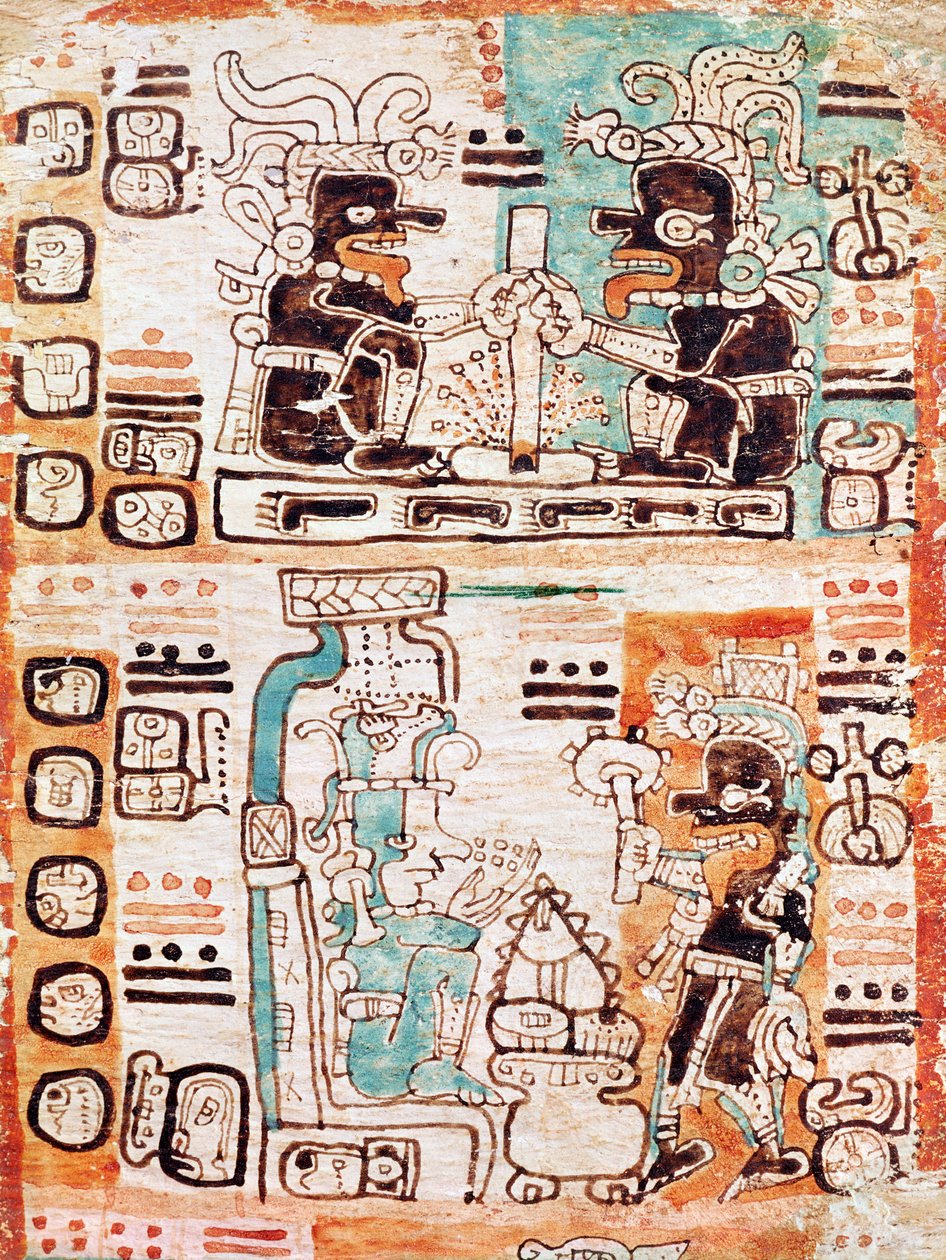 Yksityiskohta mayojen koodeksista tekijältä Pre Columbian