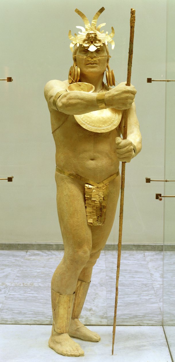 Kultakoristeita käyttävä soturi (kulta) tekijältä Pre Columbian