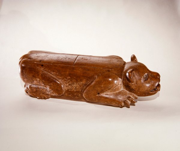Hiipivä Jaguar-rumpu, atsteekkien kulttuuri (puu) tekijältä Pre Columbian Pre Columbian