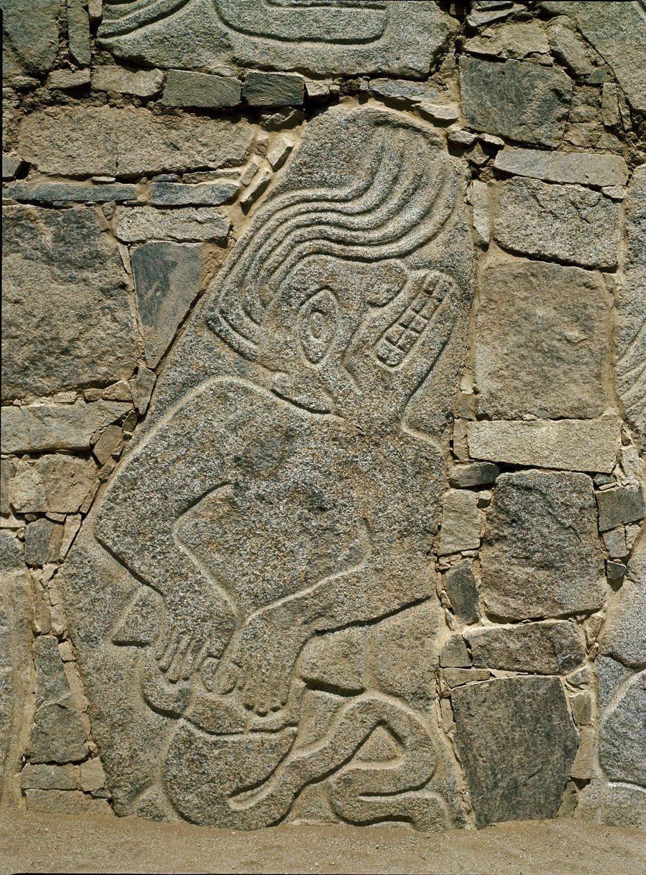 Seinä, jossa soturin helpotus tekijältä Pre Columbian Pre Columbian