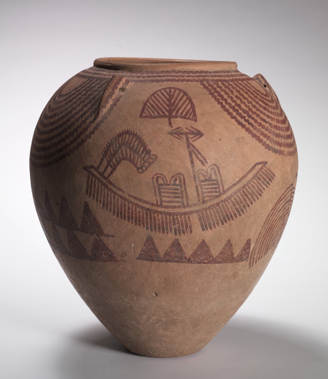 Koristeltu purkki venekohtauksilla, Keski predynastian aika, Naqada IIc-d kausi, noin 3300-3100 eaa. tekijältä Predynastic Period Egyptian
