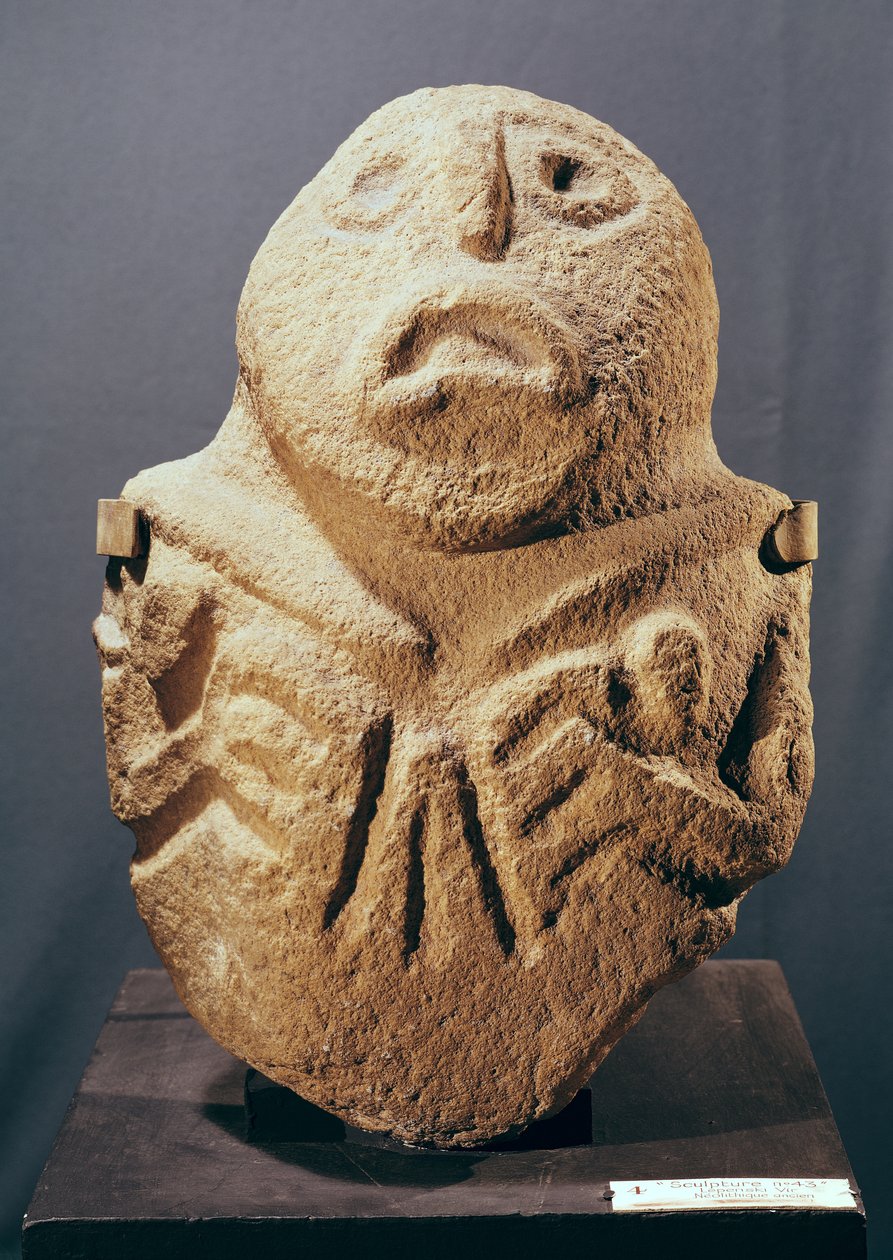 Veistos nro 43, Lepenski Viristä, Jugoslaviasta, noin 6000 eKr. (hiekkakivi) tekijältä Prehistoric