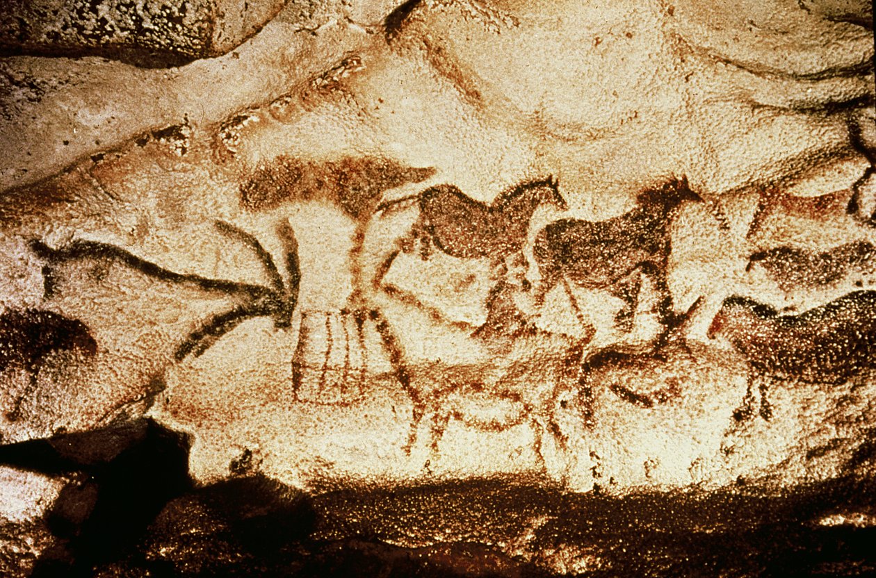 Hevosia ja peuroja Altamiran luolista, noin 15 000 eKr. (luolamaalaus) tekijältä Prehistoric
