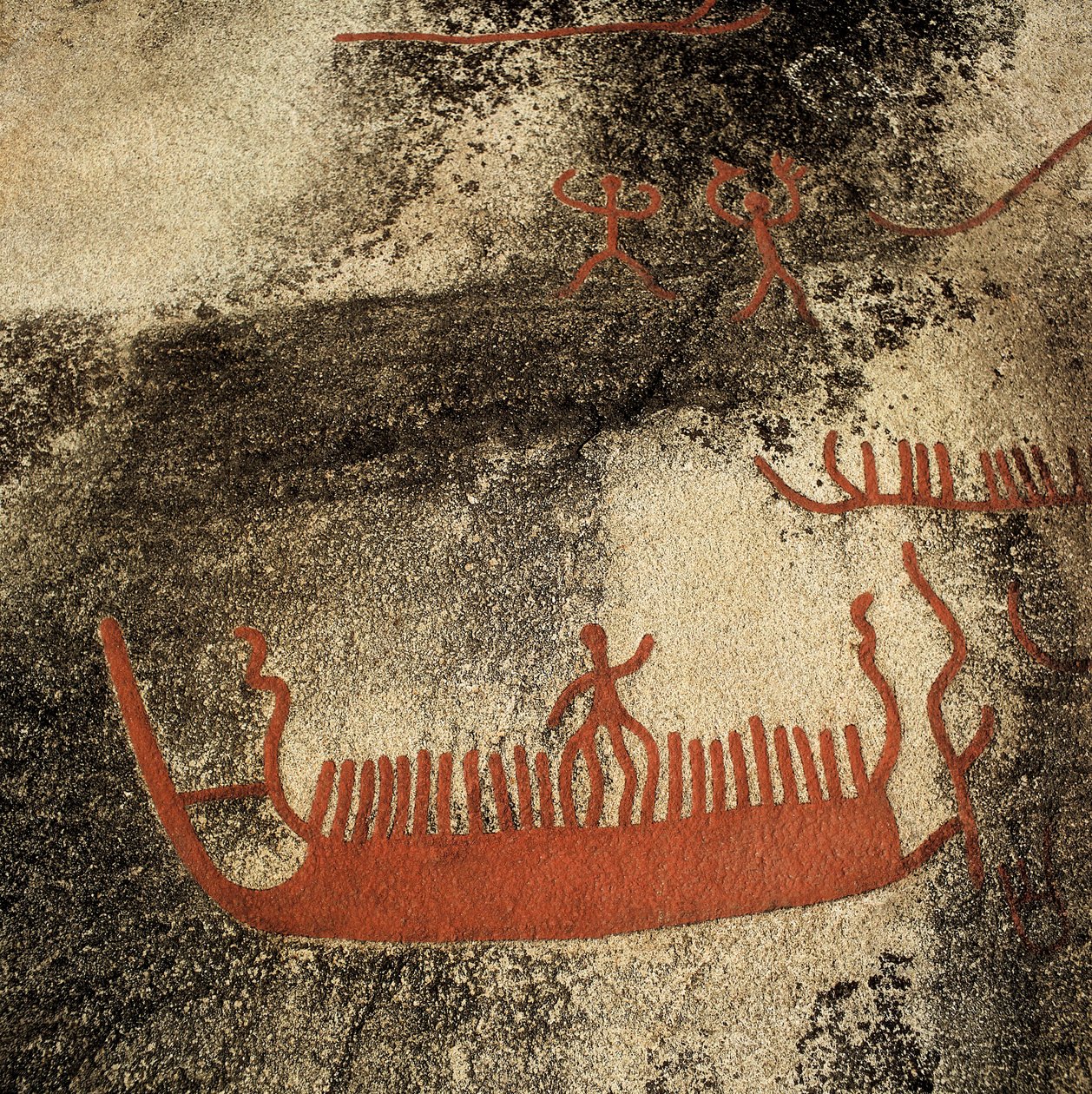 Figuurit veneessä, n. 1000 eKr. (kalliomaalaus) tekijältä Prehistoric Prehistoric