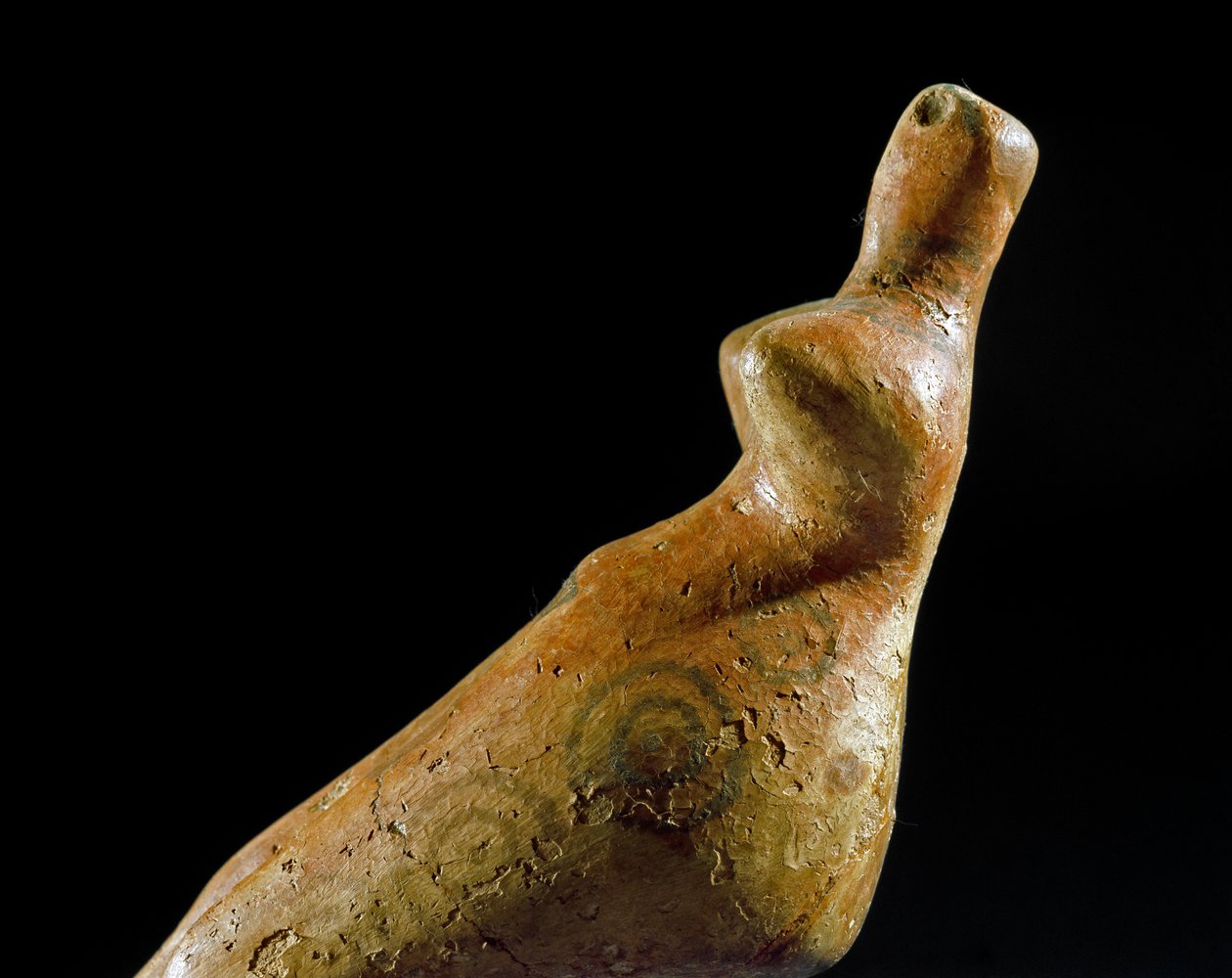 Esihistoria: naisellinen savipatsas Jalangac Depen paikalta (Etelä-Turkmenistan). 4000-3500 eKr. Eneoliittia, kupariaikaa. Pietari, Eremitaaši, Venäjä tekijältä Prehistoric Prehistoric
