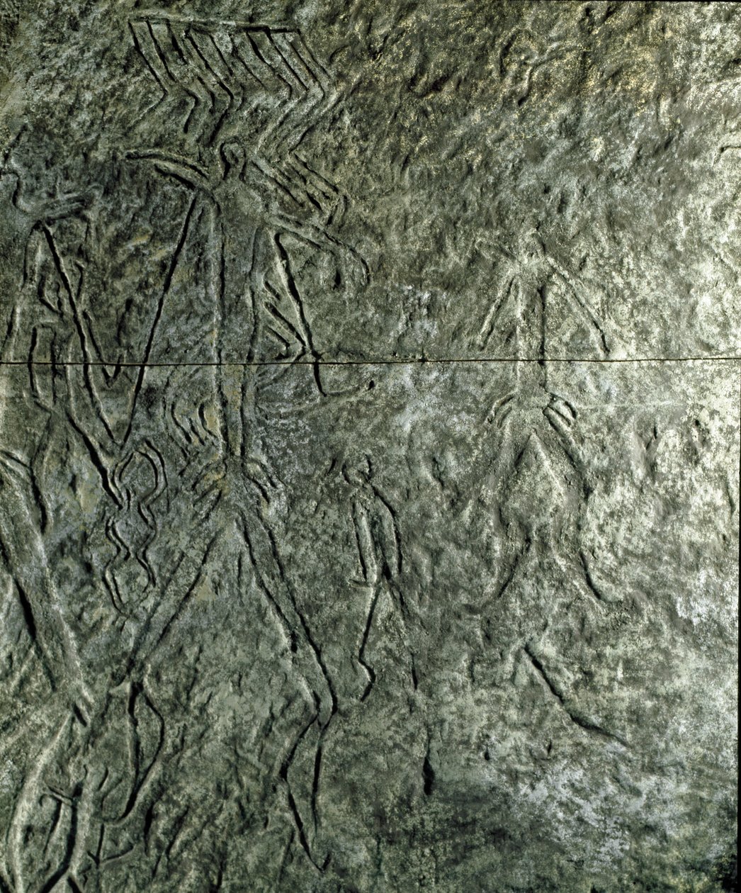 Esihistoriaa, kalliotaidetta: petroglyfi (graffiti kiveen) ihmishahmoista. neoliittinen, kivikausi. (Azerbaidžan) Pronssikausi. Baku, Azerbaidžanin valtion uskontohistoriallinen museo tekijältä Prehistoric Prehistoric