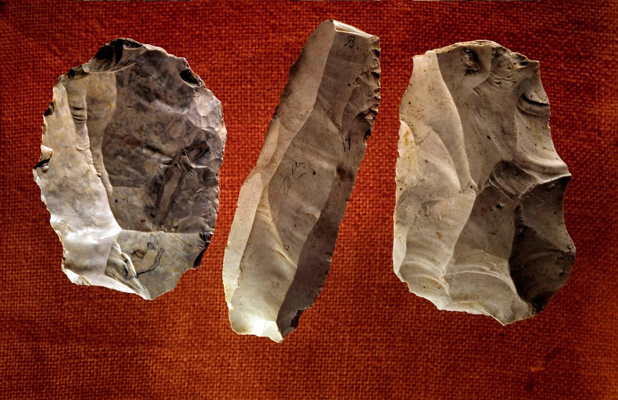 Esihistoria: kiillottamattomat veistetyt kirveet. Neoliittinen aikakausi. Saint Germain en Laye, kansallisen antiikkimuseo tekijältä Prehistoric Prehistoric