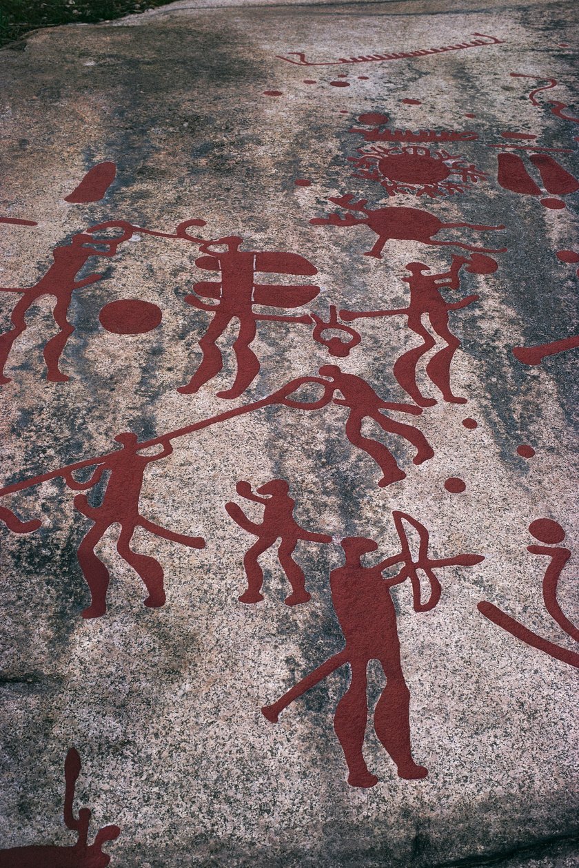Ruotsi, Vastra Gotalandin lääni, Bohuslanin pohjoispuolella, Tanum (Tanumshede), kalliokaiverrukset tekijältä Prehistoric Prehistoric