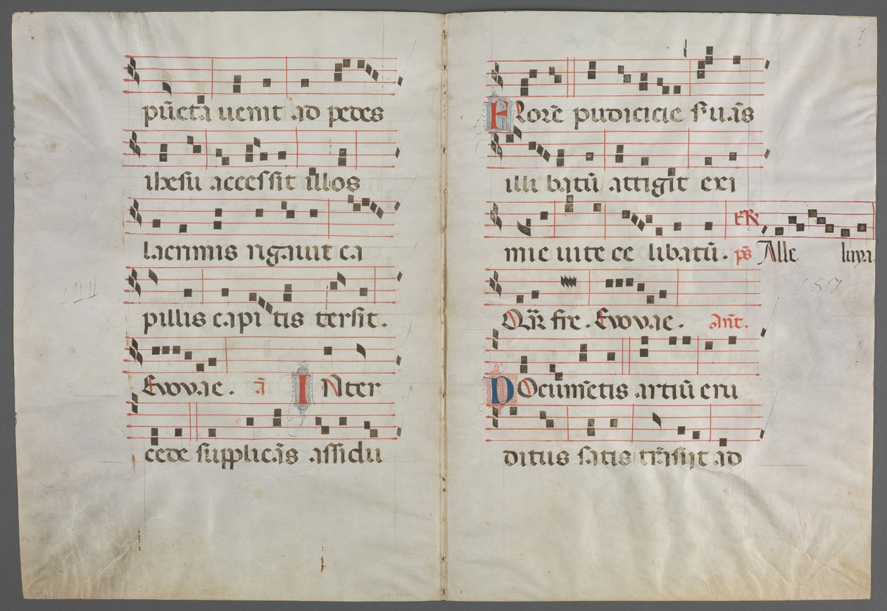 Bifolium antifonaasta: musiikki tekijältä Primo Miniatore di San Domenico
