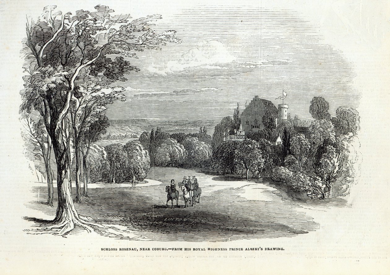 Schloss Rosenau, lähellä Coburgia, "The Illustrated London News", 30. elokuuta 1845 tekijältä Prince Albert of Saxe Coburg and Gotha