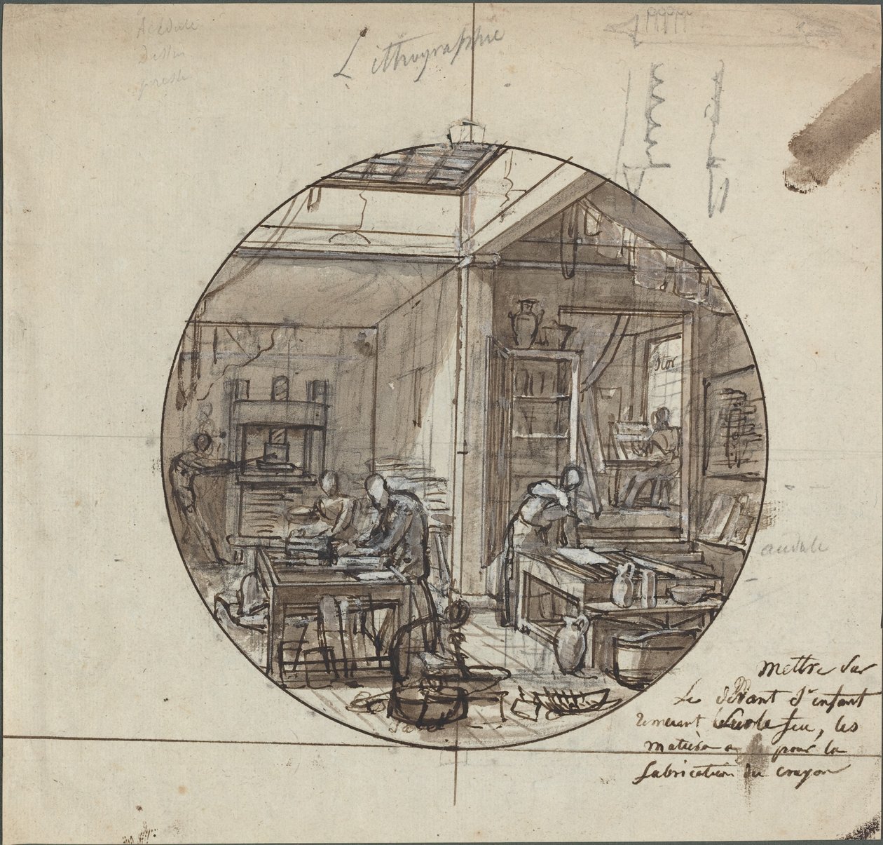 Litografinen työpaja tekijältä Probably French 19th Century