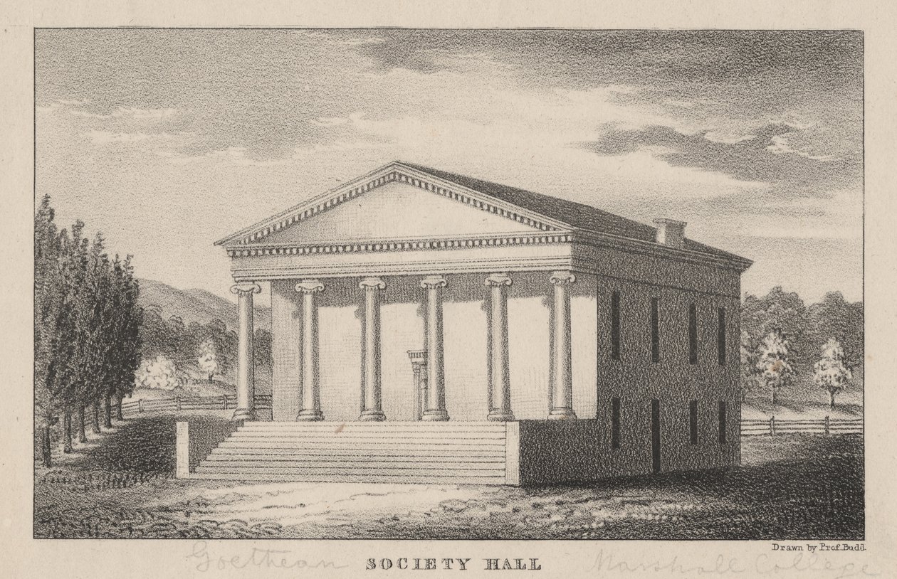 Goethean Society Hall, Marshall College, Mercersberg, PA, 1830. tekijältä Prof. Budd