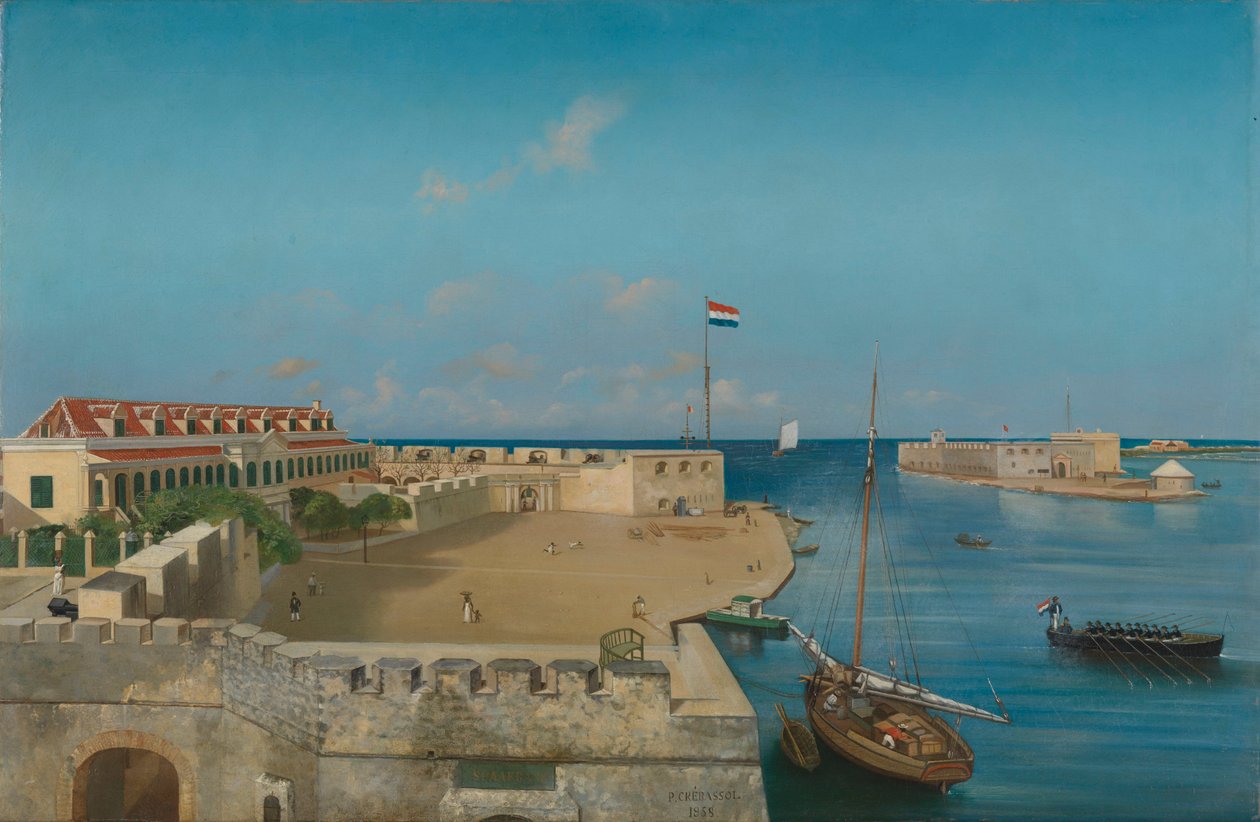 De Haveningang van Willemstad tekijältä Prosper Crébassol