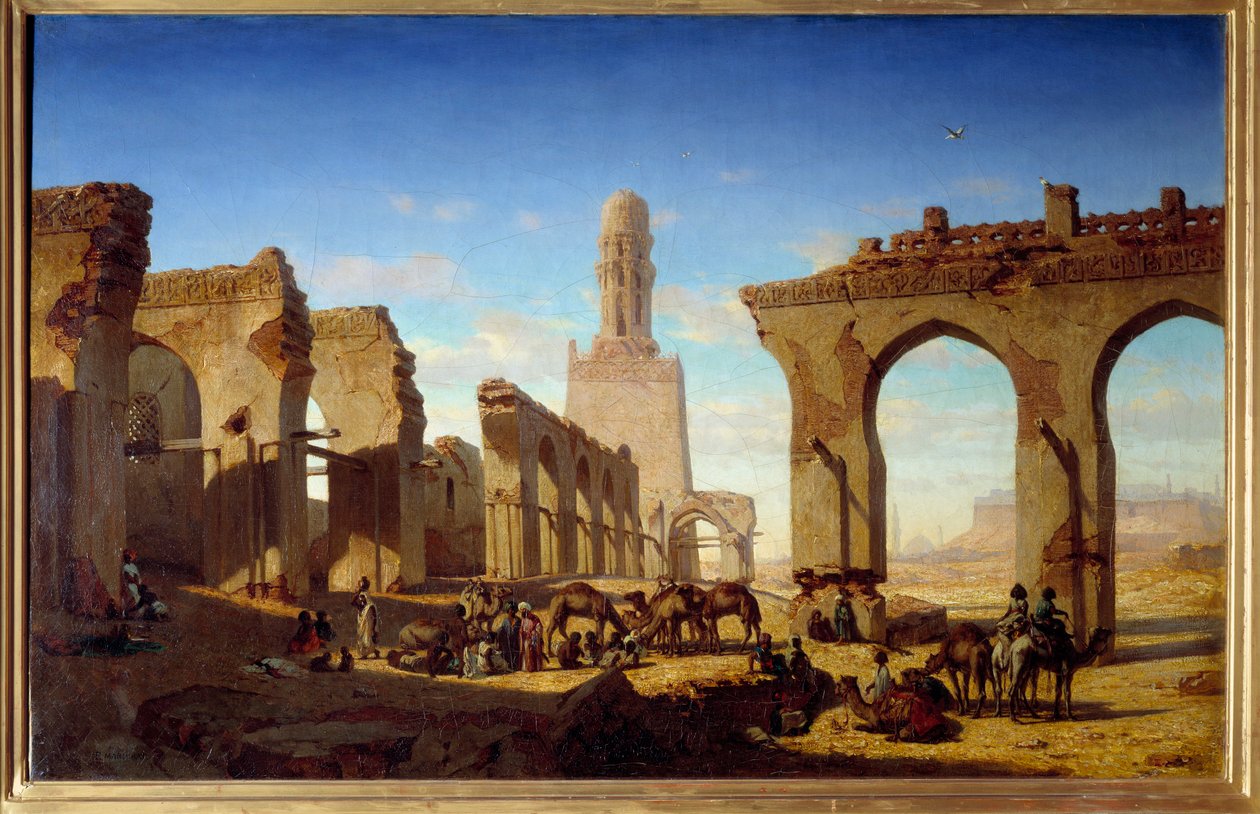 Kalifi Al Hakimin moskeijan rauniot Kairossa Prosper Marilhatin maalaus (1811-1847) 1800-luvun su. 0,84x1,3 m tekijältä Prosper Georges Antoine Marilhat