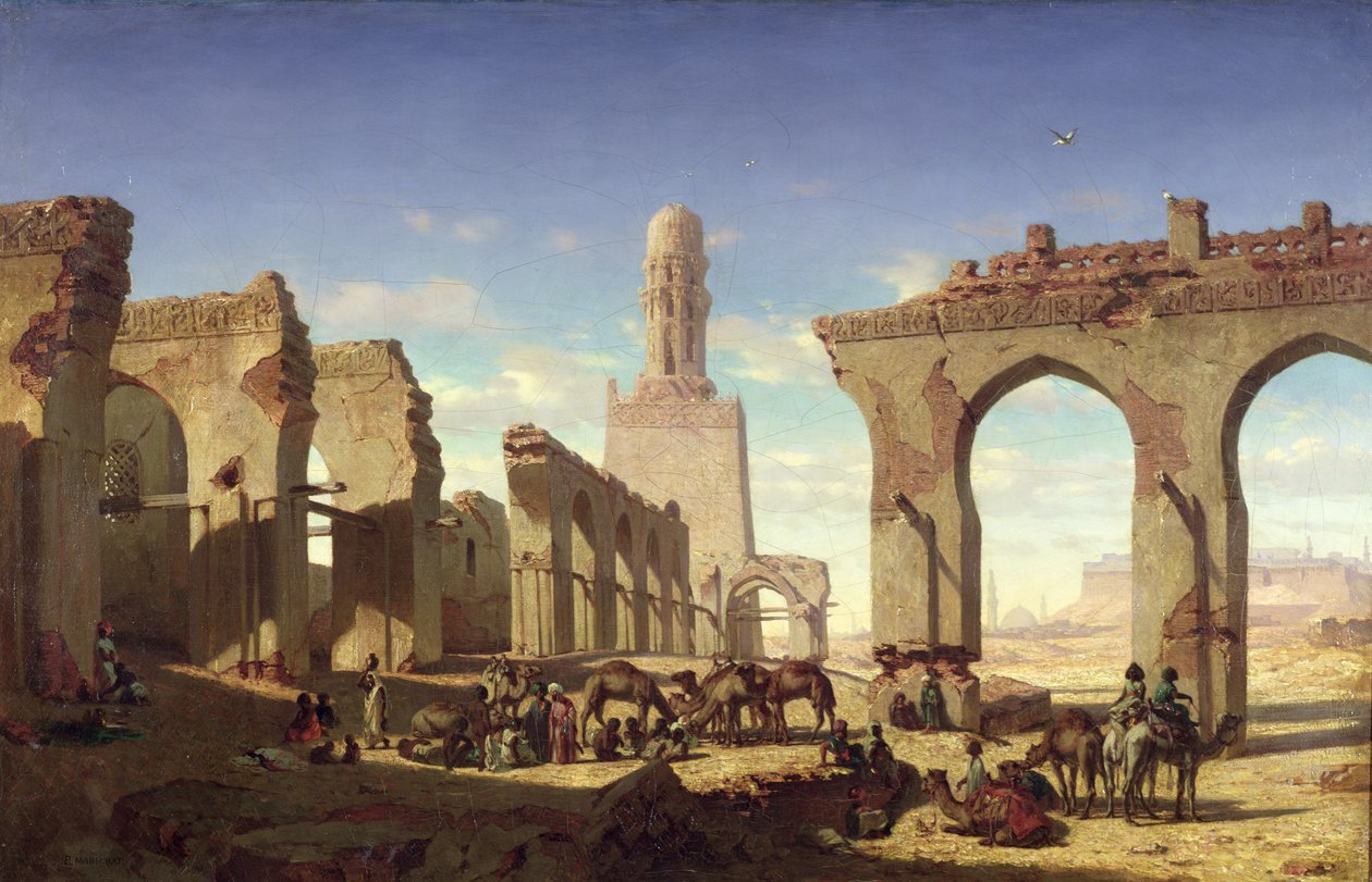 Kalifi El Hakenin moskeijan rauniot, Kairo, n. 1840 tekijältä Prosper Georges Antoine Marilhat