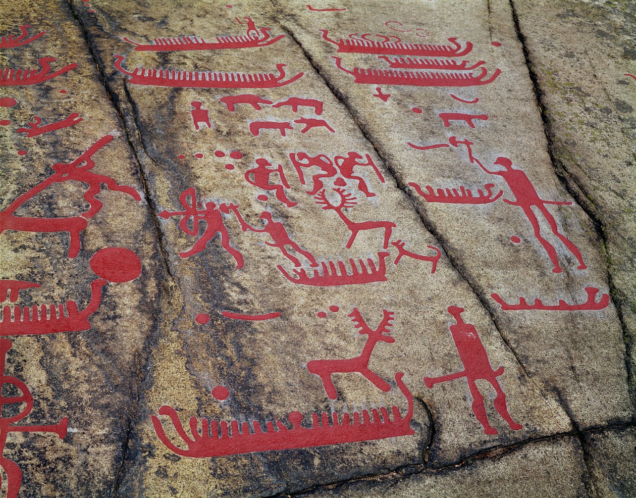 Veneen ja peuran metsästyskohtaukset (kallioveisto) tekijältä Protohistoric